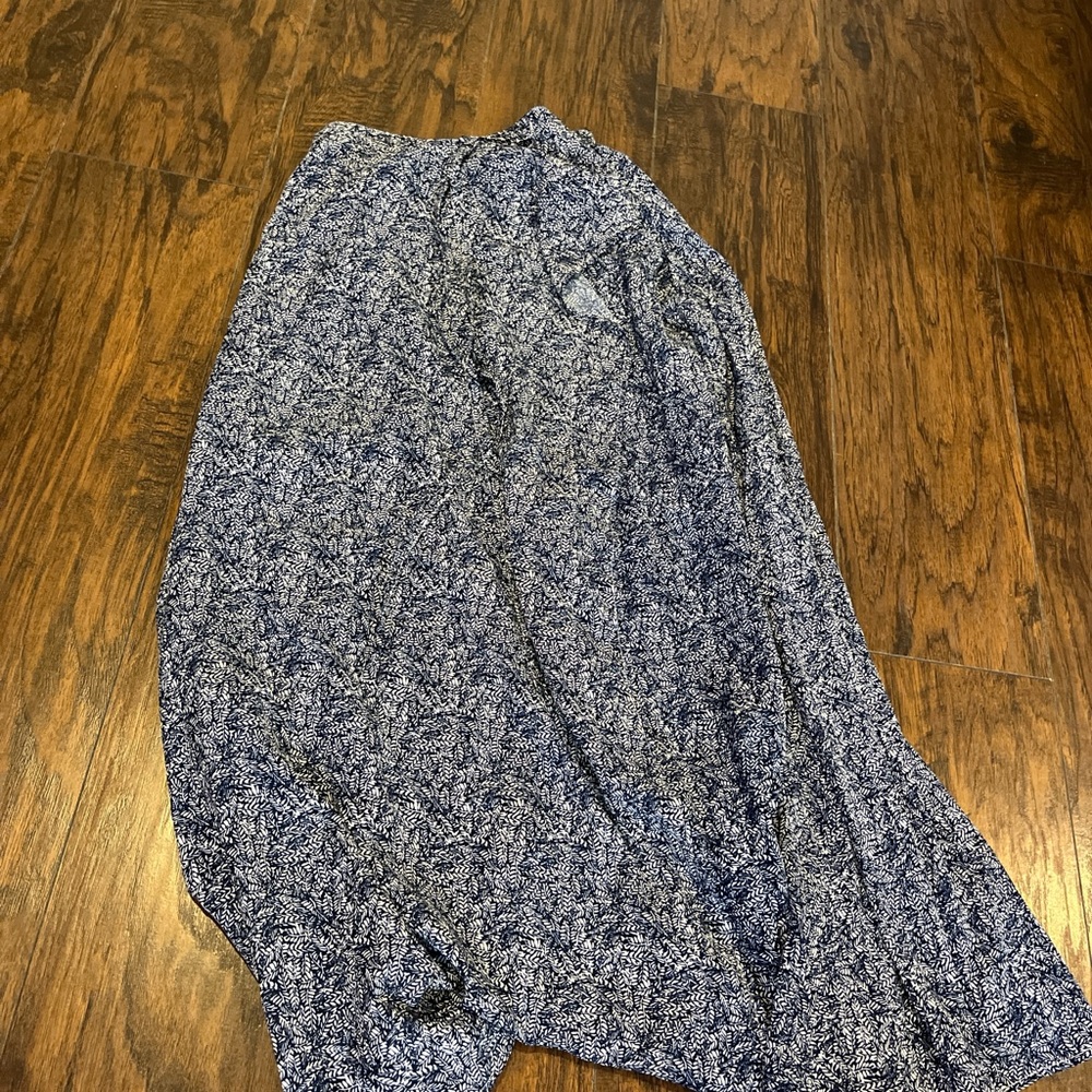 Lulus Blue & White Wrap Maxi Skirt